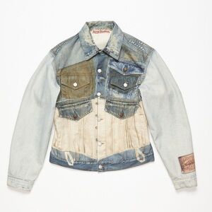 New Authentic ACNE STUDIOS Trompe l'Oeil Corseted Patchwork Denim Jacket
